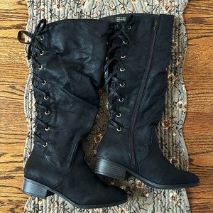 Women’s SO “Matilda” Wide Calf Riding Boots Knee High Low Heel BLACK size 7.5